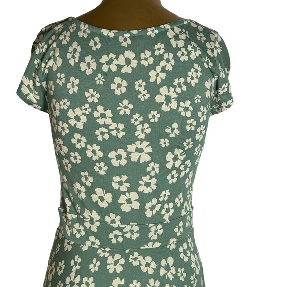 Boden Women's Seville Smart Day Dress Green White Floral Jersey Twist Front Size - Picture 8 of 8